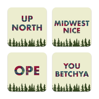 Midwest Sayings birchwood 4x4 inch decorative coaster set by Little Rocks Design - Trays4Us