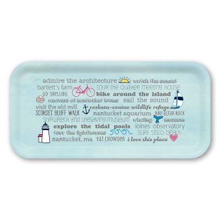 Nantucket Bucket List birchwood decorative serving tray Small 11x5 inch by Jennifer Smelker - Trays4Us