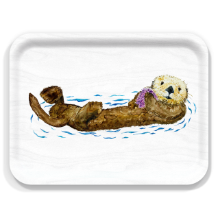 Otter birchwood decorative serving tray large 16.5x12.5 inch by Valerie Paul - Trays4Us
