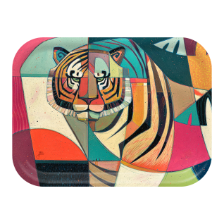 Panthera Tigris birchwood decorative serving tray medium 11x8 inch by Erik Abel - Trays4Us