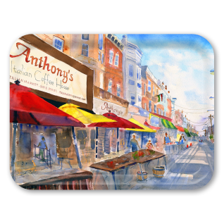 Philadelphia Italian Market birchwood decorative serving tray large 16.5x12.5 inch by Clement DaVinci - Trays4Us