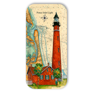Ponce Inlet Sea Chart Light birchwood decorative serving tray Small 11x5 inch by Donna Elias - Trays4Us