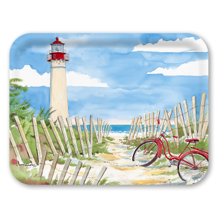 Seaside Light birchwood decorative serving tray large 16.5x12.5 inch by Donna Elias - Trays4Us