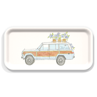 Seersucker Wagoneer birchwood decorative serving tray Small 11x5 inch by Sara Fitz - Trays4Us
