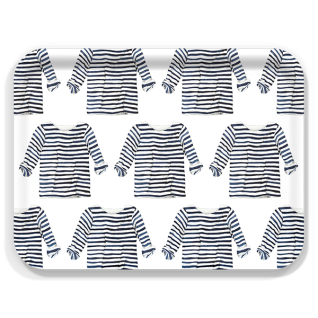 Striped Shirt birchwood decorative serving tray large 16.5x12.5 inch by Sara Fitz - Trays4Us