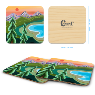 Transcend birchwood 4x4 inch decorative coaster set by Kristine Cooper - Trays4Us