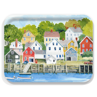 Village birchwood decorative serving tray large 16.5x12.5 inch by Anne Kilham - Trays4Us