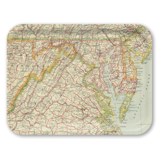 Virginia - Maryland-West Virginia 1883 birchwood decorative serving tray large 16.5x12.5 inch by Historical Map - Trays4Us