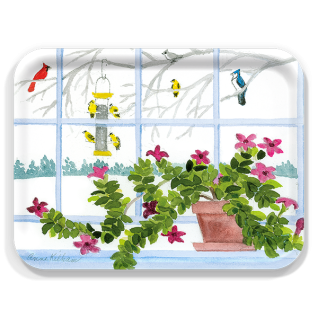 Winter Scene birchwood decorative serving tray large 16.5x12.5 inch by Anne Kilham - Trays4Us
