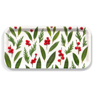 Winter Berry & Leaves birchwood decorative serving tray Small 11x5 inch by Bottle Branch - Trays4Us