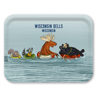 Wis Dells Animals Floating Name-drop birchwood decorative serving tray large 16.5x12.5 inch by Little Rocks Design - Trays4Us