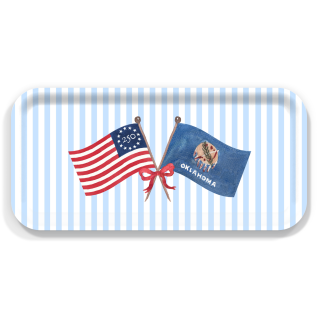 Freedom 250 Flags Oklahoma birchwood decorative serving tray Small 11x5 inch by Muddy Dog - Trays4Us
