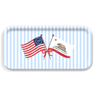 Freedom 250 Flags and Bow - California birchwood decorative serving tray Small 11x5 inch by Muddy Dog - Trays4Us