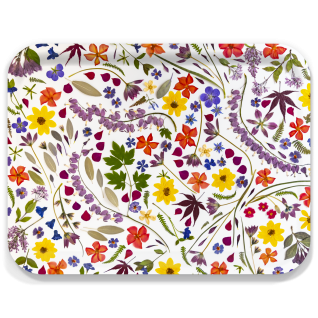 Dancing Botanicals White birchwood decorative serving tray large 16.5x12.5 inch by Kerry Michaels - Trays4Us