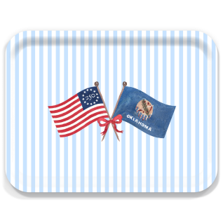 Freedom 250 Flags Oklahoma birchwood decorative serving tray large 16.5x12.5 inch by Muddy Dog - Trays4Us