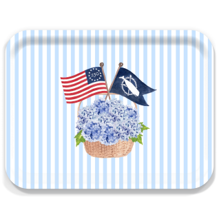 Freedom 250 Basket - Nantucket birchwood decorative serving tray large 16.5x12.5 inch by Muddy Dog - Trays4Us