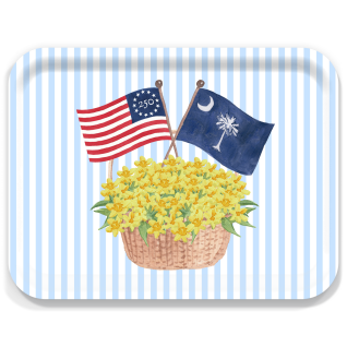 Freedom 250 Basket - South Carolina Jessamine birchwood decorative serving tray large 16.5x12.5 inch by Muddy Dog - Trays4Us