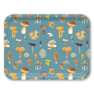 Mushrooms birchwood decorative serving tray large 16.5x12.5 inch by Brigida Swanson - Trays4Us