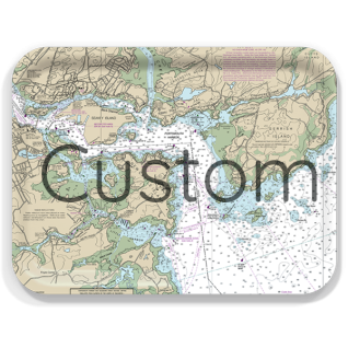 Custom Nautical Chart birchwood decorative serving tray large 16.5x12.5 inch by NOAA Nautical - Trays4Us