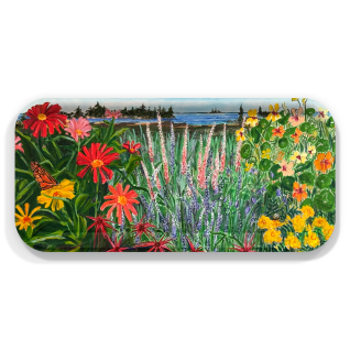 Garden by the Sea birchwood decorative serving tray Small 11x5 inch by Janet E. Cook - Trays4Us