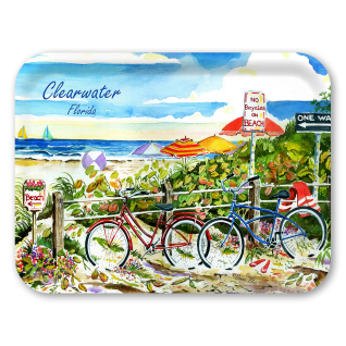 No Bikes On Beach Name-drop birchwood decorative serving tray large 16.5x12.5 inch by Donna Elias - Trays4Us