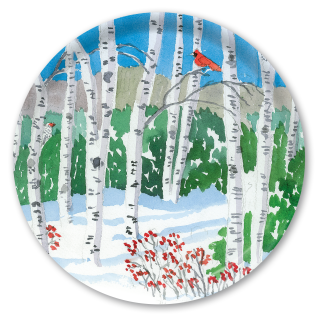 Birch Grove birchwood decorative serving tray round 15.7 inch by Anne Kilham - Trays4Us