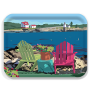 Chairs Overlooking Ram Island light Casco Bay birchwood decorative serving tray large 16.5x12.5 inch by Alan Claude -...