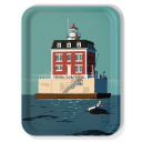 New London Ledge Lighthouse birchwood decorative serving tray large 16.5x12.5 inch by Alan Claude - Trays4Us