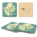 Acadia Map ME birchwood 4x4 inch decorative coaster set by Alan Claude - Trays4Us