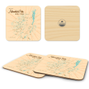 Adirondacks NY birchwood 4x4 inch decorative coaster set by Lakebound - Trays4Us
