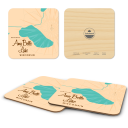Amy Belle Lake WI birchwood 4x4 inch decorative coaster set by Lakebound - Trays4Us