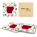 Arkansas Fresh birchwood 4x4 inch decorative coaster set by Jennifer Smelker - Trays4Us