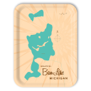 Bass Lake MI birchwood decorative serving tray large 16.5x12.5 inch by Lakebound - Trays4Us