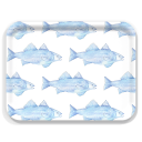 Blue Fish birchwood decorative serving tray large 16.5x12.5 inch by Sara Fitz - Trays4Us