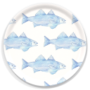 Blue Fish birchwood decorative serving tray round 15.7 inch by Sara Fitz - Trays4Us