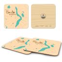 Boot Lake MN birchwood 4x4 inch decorative coaster set by Lakebound - Trays4Us