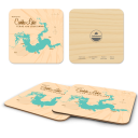 Caddo Lake TX LA birchwood 4x4 inch decorative coaster set by Lakebound - Trays4Us