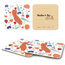 California Fresh birchwood 4x4 inch decorative coaster set by Jennifer Smelker - Trays4Us