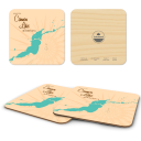 Cannon Lake MN birchwood 4x4 inch decorative coaster set by Lakebound - Trays4Us