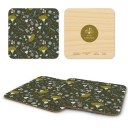 Canyon Poppy Green birchwood 4x4 inch decorative coaster set by Ashley Peggi - Trays4Us