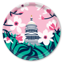 Capitol Magnolias birchwood decorative serving tray round 15.7 inch by Ale Rodriguez-Gitler - Trays4Us