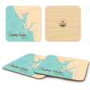 Charlotte Harbor FL birchwood 4x4 inch decorative coaster set by Lakebound - Trays4Us