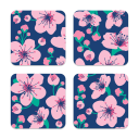 Cherry Blossoms birchwood 4x4 inch decorative coaster set by Ale Rodriguez-Gitler - Trays4Us