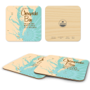 Chesapeake Bay DE VA MD birchwood 4x4 inch decorative coaster set by Lakebound - Trays4Us