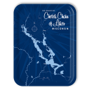 Chetek Chain of Lakes WI - navy birchwood decorative serving tray large 16.5x12.5 inch by Lakebound - Trays4Us