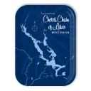 Chetek Chain of Lakes WI - navy birchwood decorative serving tray medium 11x8 inch by Lakebound - Trays4Us
