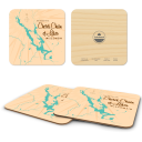 Chetek Chain of Lakes WI birchwood 4x4 inch decorative coaster set by Lakebound - Trays4Us