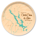Chetek Chain of Lakes WI birchwood decorative serving tray round 15.7 inch by Lakebound - Trays4Us