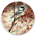 Chickadee birchwood decorative serving tray round 15.7 inch by Alyssa Watters - Trays4Us