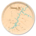 Chickamauga Lake TN birchwood decorative serving tray round 15.7 inch by Lakebound - Trays4Us